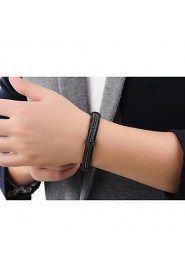 Fashion Men's Black Alloy Leather Bracelet(1 Pc)