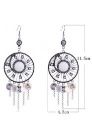 European Style Retro Hollow Out Wafer Shell Tassels Alloy Drop Earrings