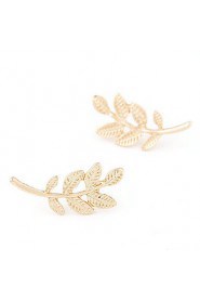 Women's European Style Fashion Metal Leaf Alloy Stud Earrings