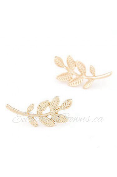 Women's European Style Fashion Metal Leaf Alloy Stud Earrings