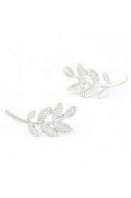 Women's European Style Fashion Metal Leaf Alloy Stud Earrings