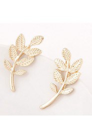 Women's European Style Fashion Metal Leaf Alloy Stud Earrings