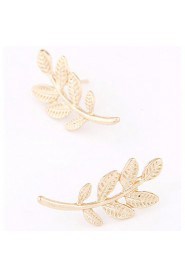 Women's European Style Fashion Metal Leaf Alloy Stud Earrings