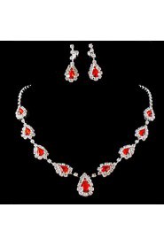 Wedding Bridal Bridesmaid Crystal Necklace Earrings Jewelry Set