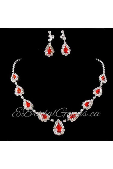 Wedding Bridal Bridesmaid Crystal Necklace Earrings Jewelry Set