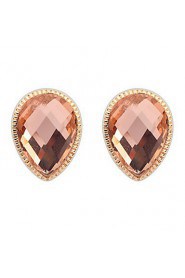 Elegant Women Luxury Jewelry Simulated Gem Coffee and Royal Blue Stone Drops Alloy Stud Earrings