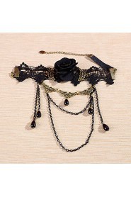 Vintage Lace Big Black Flower Bracelet