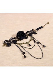 Vintage Lace Big Black Flower Bracelet