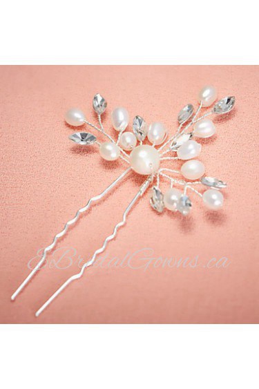 Women Pearl/Rhinestone Hairpins With Wedding/Party Headpiece (Set of 3)