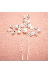 Women Pearl/Rhinestone Hairpins With Wedding/Party Headpiece (Set of 3)