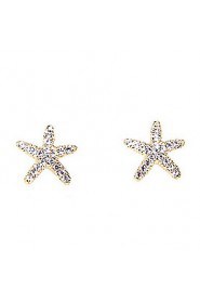 New Sweet Lovely Ocean Starfish Shiny Diamond Earrings