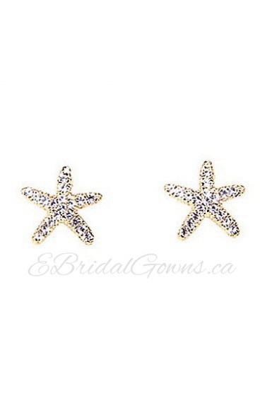 New Sweet Lovely Ocean Starfish Shiny Diamond Earrings