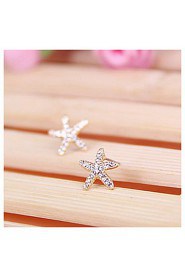 New Sweet Lovely Ocean Starfish Shiny Diamond Earrings