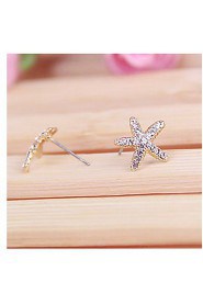 New Sweet Lovely Ocean Starfish Shiny Diamond Earrings