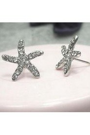 New Sweet Lovely Ocean Starfish Shiny Diamond Earrings