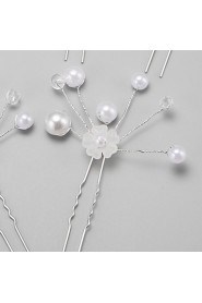 Women's / Flower Girl's Crystal / Alloy / Imitation Pearl Headpiece-Wedding / Special Occasion Hair Pin 6 Pieces White Round