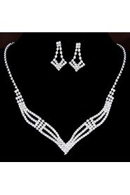 European Style Fashion Shiny Rhinestone Necklace Earring Set Bridal Set