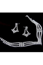 European Style Fashion Shiny Rhinestone Necklace Earring Set Bridal Set