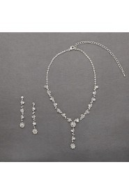 Shining Czech Rhinestones Alloy Plated Wedding Jewelry Set,Including Necklace And Earrings