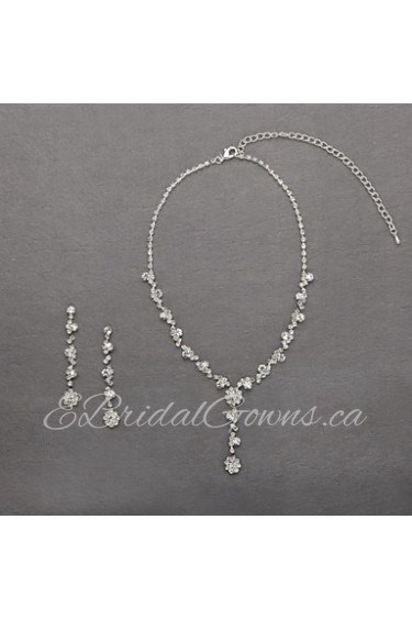 Shining Czech Rhinestones Alloy Plated Wedding Jewelry Set,Including Necklace And Earrings