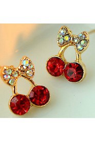 Women's Cute Red Cherry Delicate Diamond Earrings