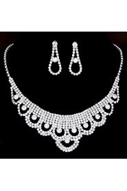 European Style Fashion Shiny Rhinestone Necklace Earring Set Bridal Set