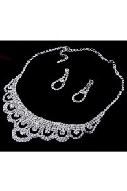 European Style Fashion Shiny Rhinestone Necklace Earring Set Bridal Set