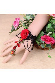 Vintage Red Flower Crown Gem Bracelet With Ring