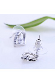 Korean Fashion Zircon Peach Heart Alloy Stud Earrings