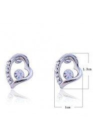 Korean Fashion Zircon Peach Heart Alloy Stud Earrings