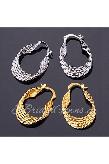 Vintage Women's 18K Real Gold Platinum Plated Earrings Basketball Wives Hoop Earrings for Women