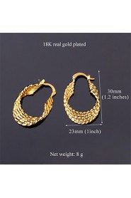 Vintage Women's 18K Real Gold Platinum Plated Earrings Basketball Wives Hoop Earrings for Women