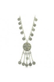 3 Model Choice Vintage Silver Plated Boho Style Geometry Coins and Tassel Pendant Necklace for Woman Jewelry