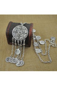 3 Model Choice Vintage Silver Plated Boho Style Geometry Coins and Tassel Pendant Necklace for Woman Jewelry