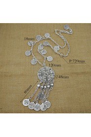 3 Model Choice Vintage Silver Plated Boho Style Geometry Coins and Tassel Pendant Necklace for Woman Jewelry