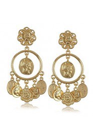 Fashion Newest Italian Design Baroque Royal Wind King Brand Cameo Coin Gold Dangle Earrings for Women