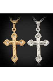 Vintage Crucifix Cro Necklace 2 Colors Platinum /18K Real Gold Plated Pendant for Women Girls