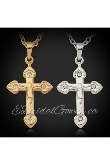 Vintage Crucifix Cro Necklace 2 Colors Platinum /18K Real Gold Plated Pendant for Women Girls