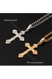 Vintage Crucifix Cro Necklace 2 Colors Platinum /18K Real Gold Plated Pendant for Women Girls