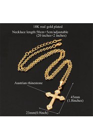 Vintage Crucifix Cro Necklace 2 Colors Platinum /18K Real Gold Plated Pendant for Women Girls