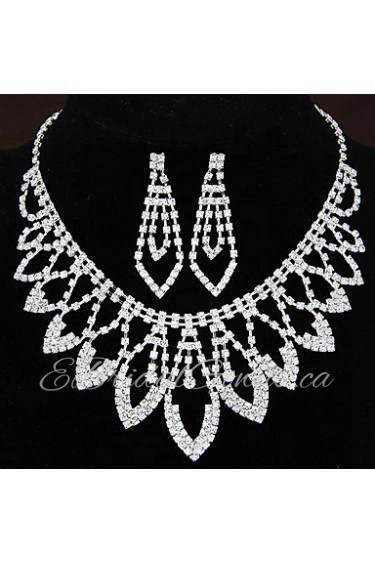 Women's Shiny Luxury Rhinestone Bridal Sets Bridal Accessories Necklace Earrings Set Wedding Party Gift