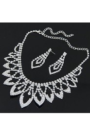 Women's Shiny Luxury Rhinestone Bridal Sets Bridal Accessories Necklace Earrings Set Wedding Party Gift