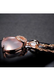 Women's Silver Pink Crystal Lucky Pendant Necklace