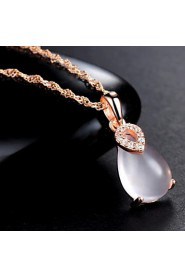 Women's Silver Pink Crystal Lucky Pendant Necklace