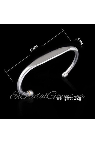 Fashion Sterling Silver Plated Wave Bangle Women's Bracelet