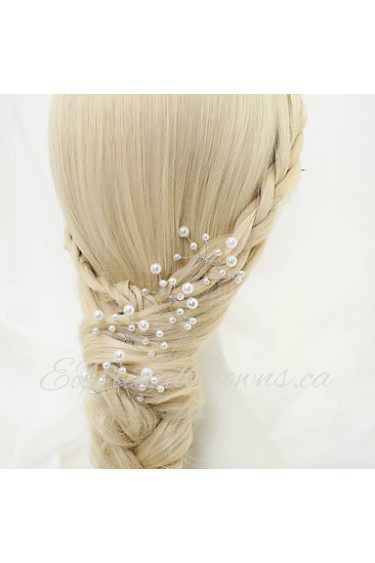 Women's / Flower Girl's Alloy / Imitation Pearl Headpiece-Wedding / Special Occasion Hair Pin 4 Pieces White