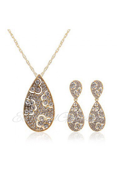 Jewelry Set Women's Anniversary / Wedding / Engagement / Birthday / Gift / Party Jewelry Sets Alloy Rhinestone Necklaces / Earrings Gold