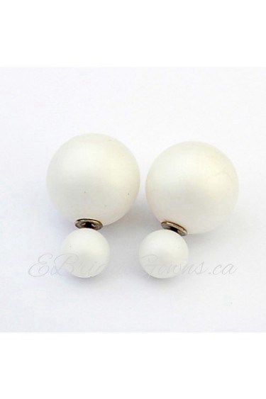 Newest Fashion Jewelry Earring Candy Color Double Side Simulated Pearl Earrings Big/Small Stud Earrings For Women Girls