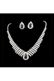 Wedding Bridal Bridesmaid Crystal Necklace Earrings Jewelry Set