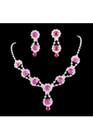 Wedding Bridal Bridesmaid Crystal Necklace Earrings Jewelry Set